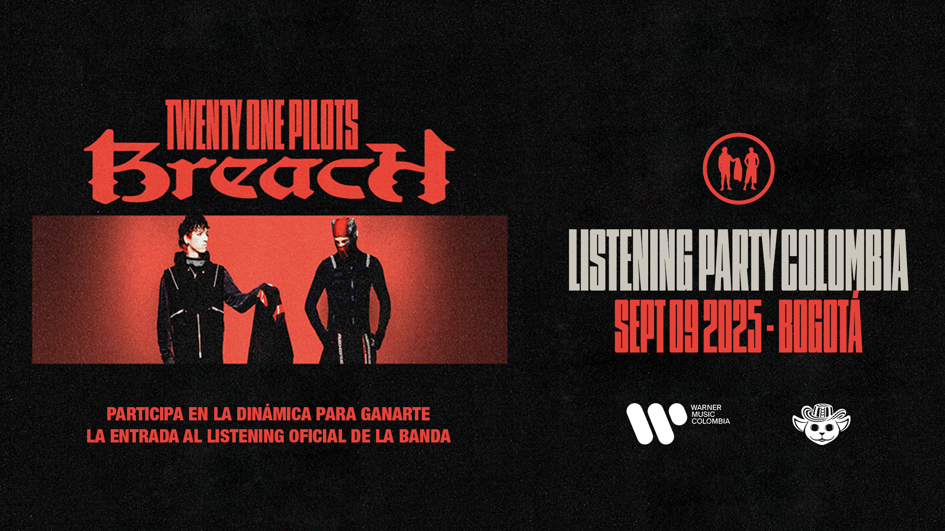 Logos Colombia Clique y Warner — Listening Party BREACH